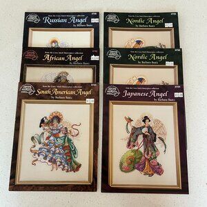 Vintage Barbara Baatz Angel Collection Cross Stitch Books Lot of 6 by ASN Unused